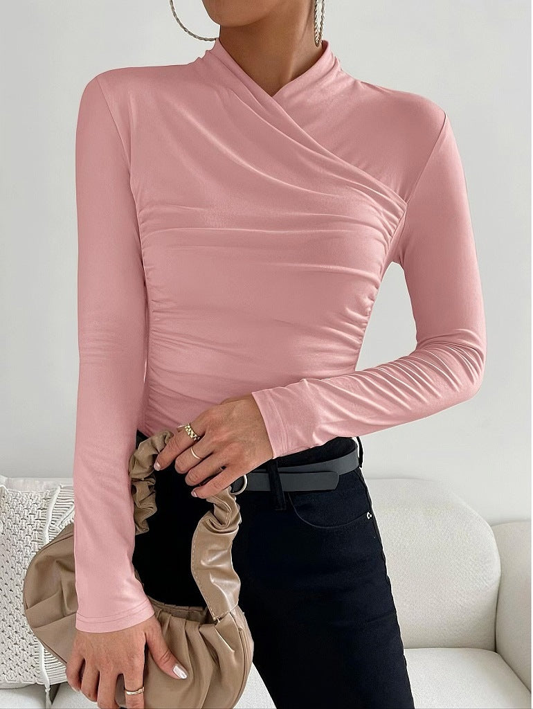 Elara | Wrap Neck Fitted Long Sleeve Top