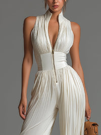 Zelie | Women's Corset Waist Pleated Jumpsuit