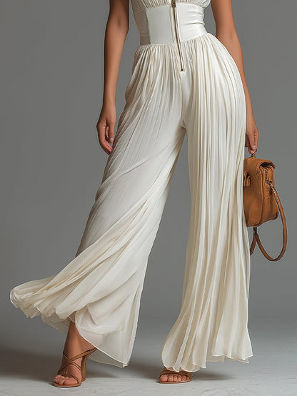 Zelie | Women's Corset Waist Pleated Jumpsuit