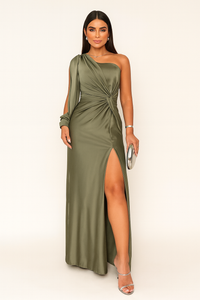 Nadege | One Shoulder Satin Maxi Dress