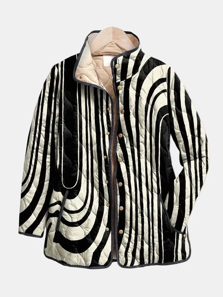 Rena | Retro Circle Print Quilted Jacket