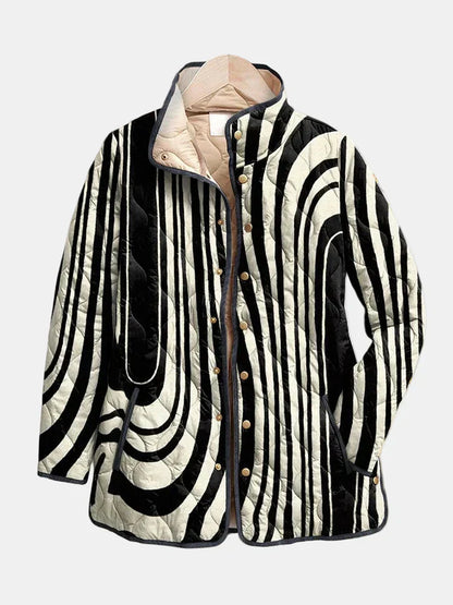 Rena | Retro Circle Print Quilted Jacket