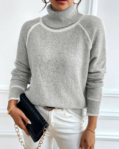 Selene | Oversized Contrast Turtleneck Sweater