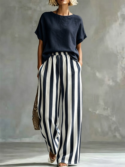 Marguerite | Women's Striped Wide Leg Co-ord Set
