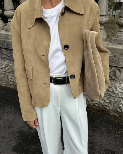 Rosine | Relaxed Suede-Effect Lapel Jacket