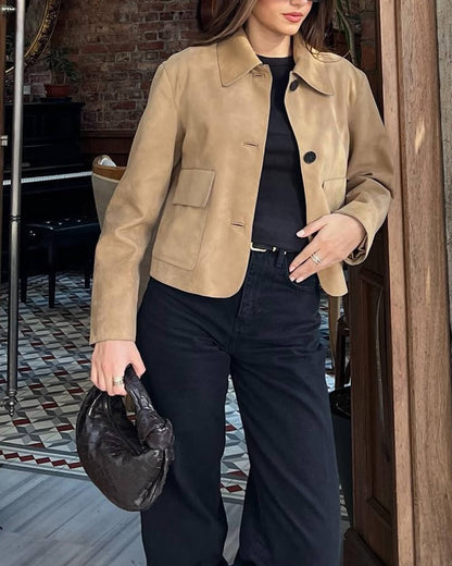 Rosine | Relaxed Suede-Effect Lapel Jacket
