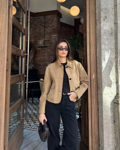 Rosine | Relaxed Suede-Effect Lapel Jacket