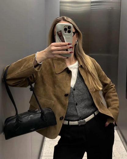 Rosine | Relaxed Suede-Effect Lapel Jacket