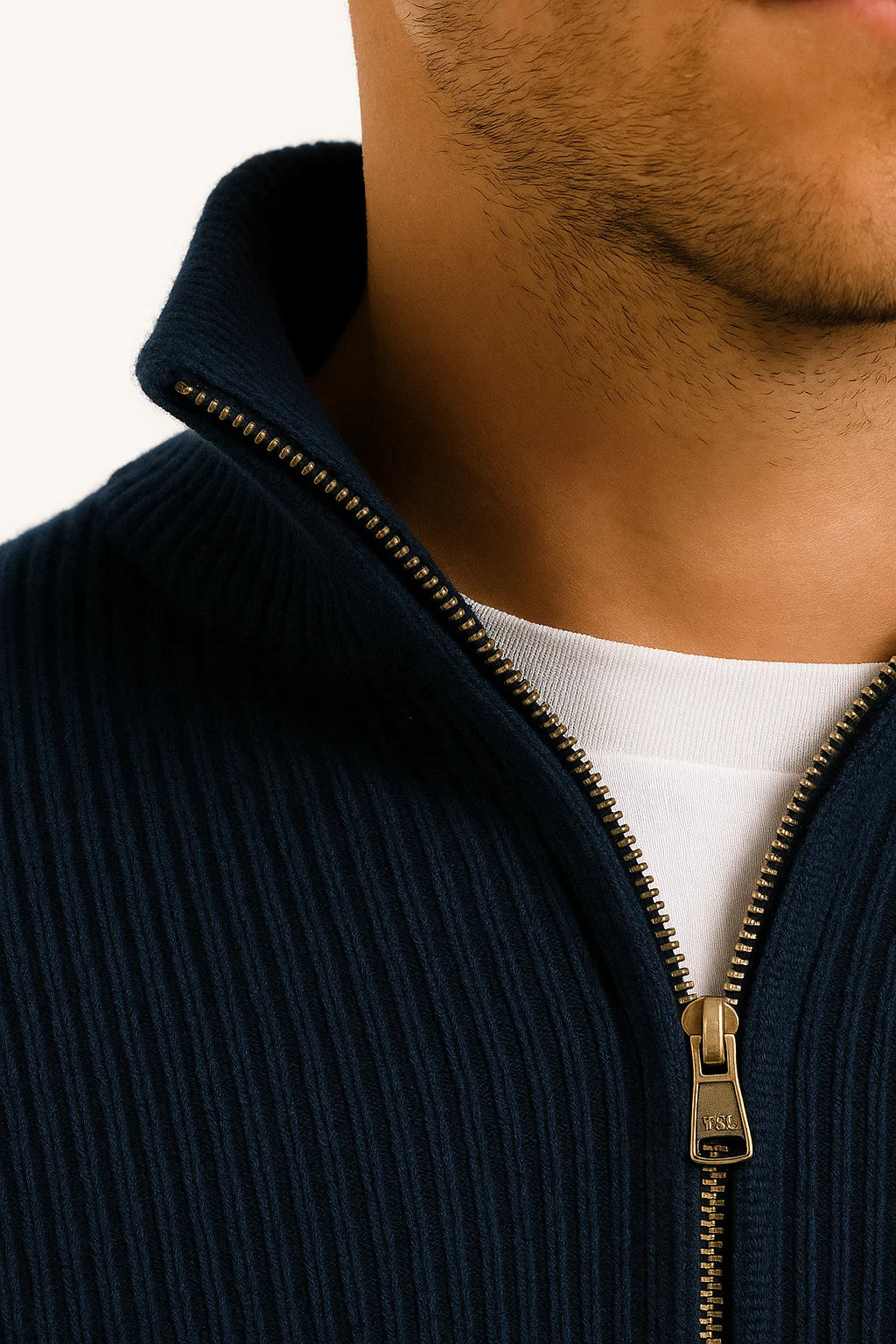 Ravien | Textured Half Zip Knit Sweater
