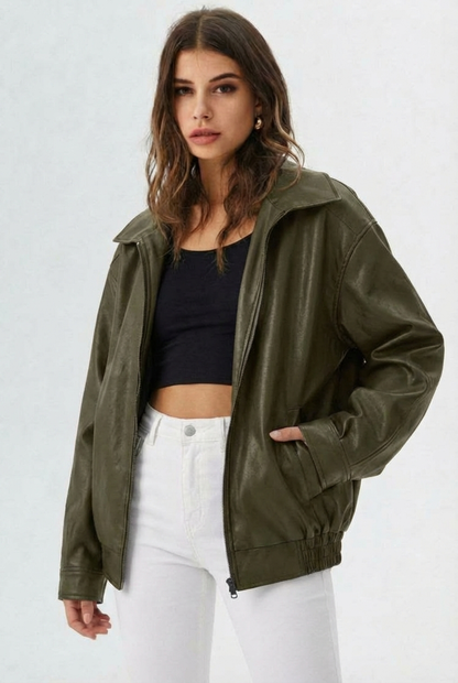 Leonie | Relaxed Fit Faux Leather Jacket