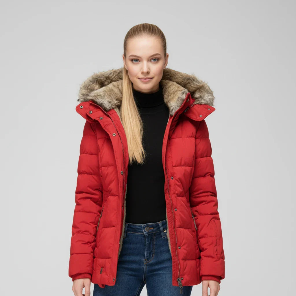 Lea | Faux Fur Hood Quilted Puffer Jacket