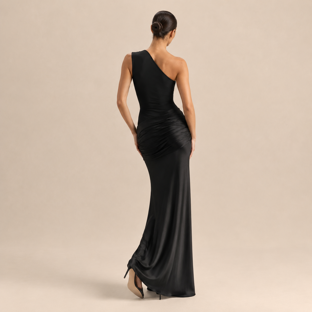 Ines | Women's One Shoulder Satin Maxi Dress