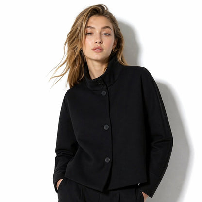 Solene | Funnel Neck Boxy Cropped Jacket