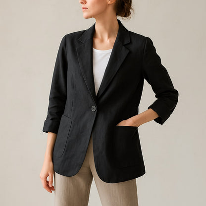Odile | Tailored Linen Single-Button Blazer