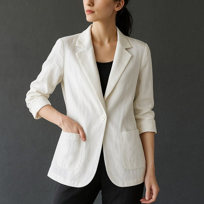 Odile | Tailored Linen Single-Button Blazer