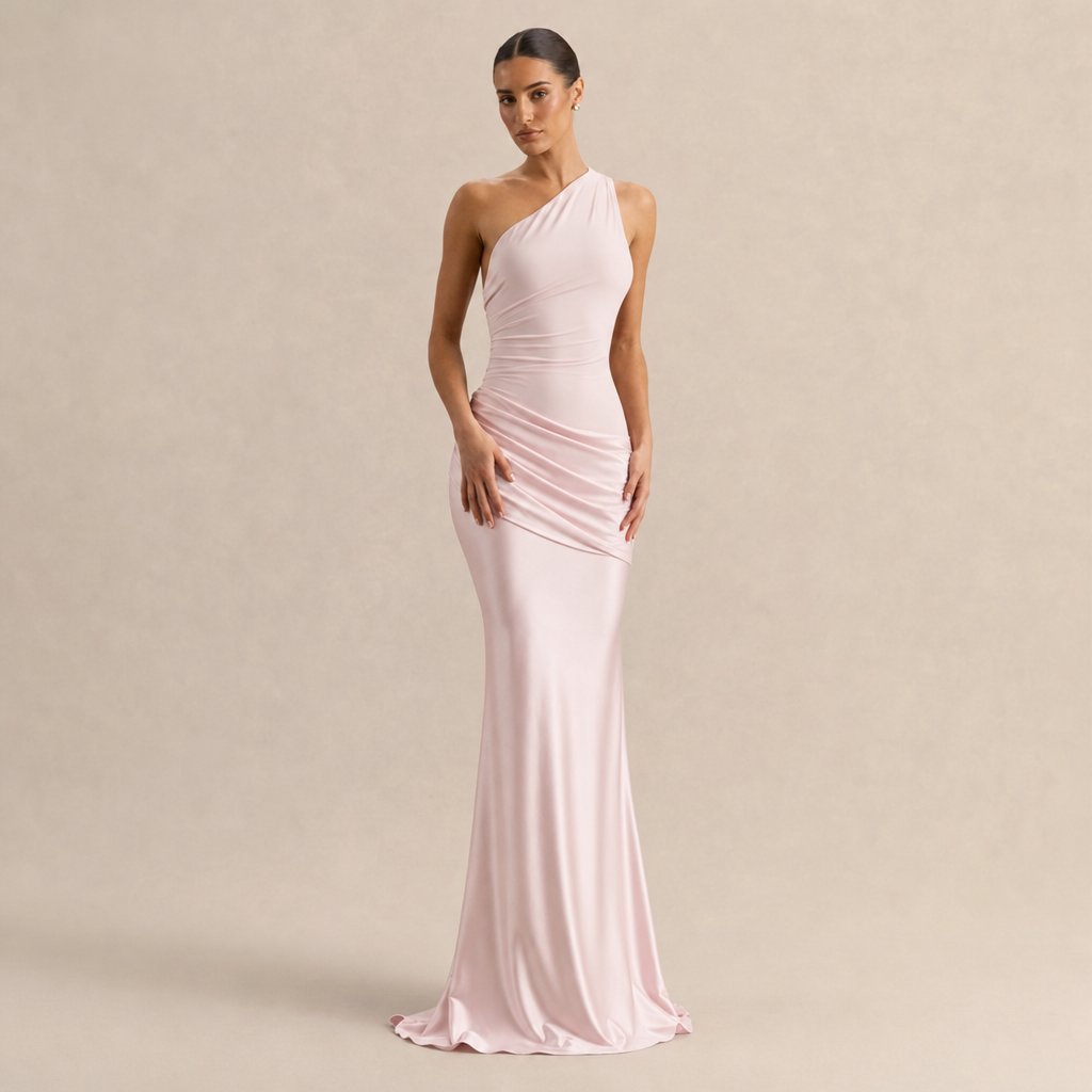 Ines | Women's One Shoulder Satin Maxi Dress