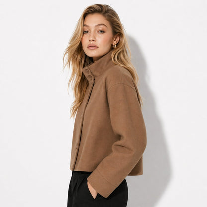 Solene | Funnel Neck Boxy Cropped Jacket