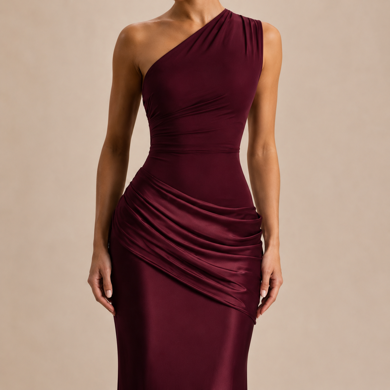 Ines | Women's One Shoulder Satin Maxi Dress