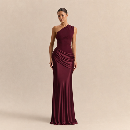 Ines | Women's One Shoulder Satin Maxi Dress