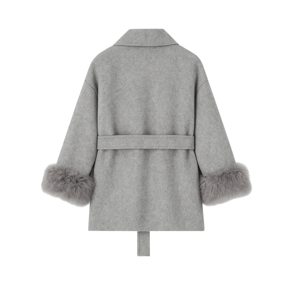 Veloura | Wool Cashmere Fur Cuff Coat
