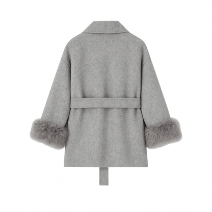 Veloura | Wool Cashmere Fur Cuff Coat
