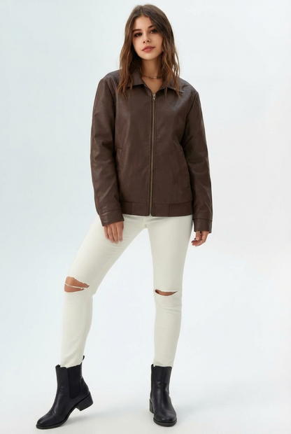 Leonie | Relaxed Fit Faux Leather Jacket