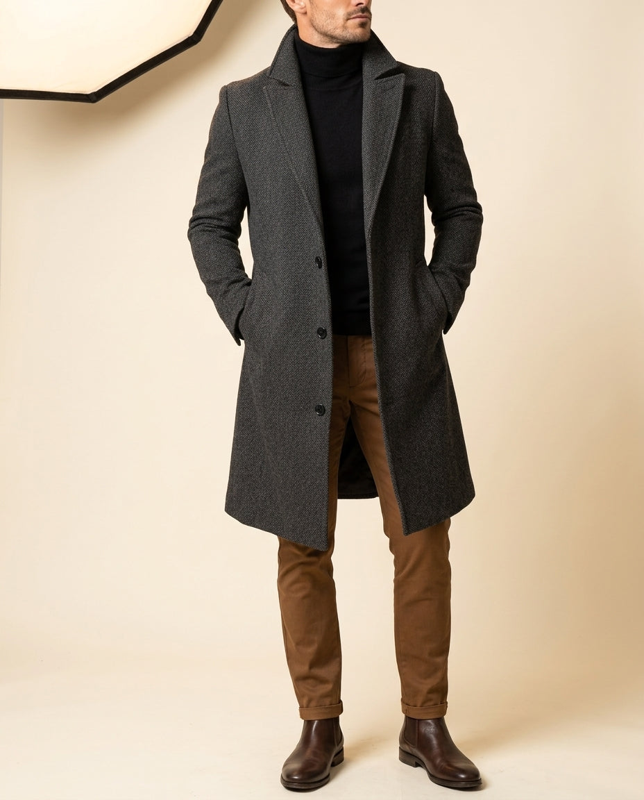 Edmund | Wool Blend Tailored Overcoat