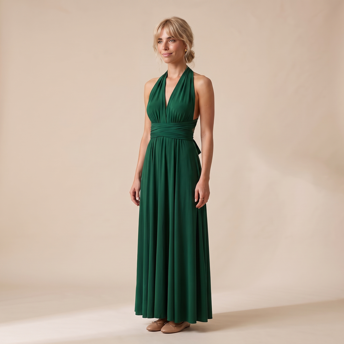 Ottoline | Wrap Waist Halter Backless Maxi Dress