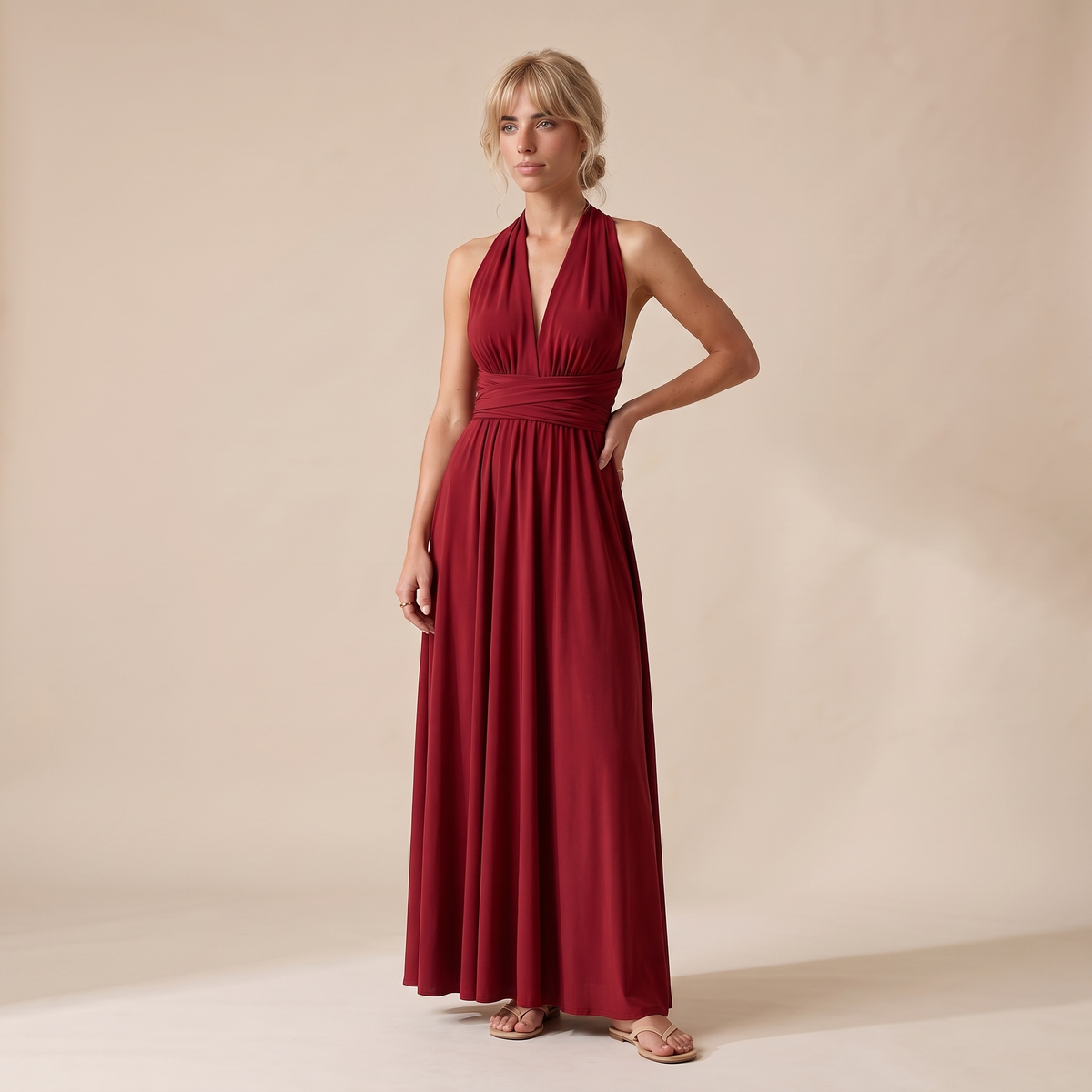 Ottoline | Wrap Waist Halter Backless Maxi Dress