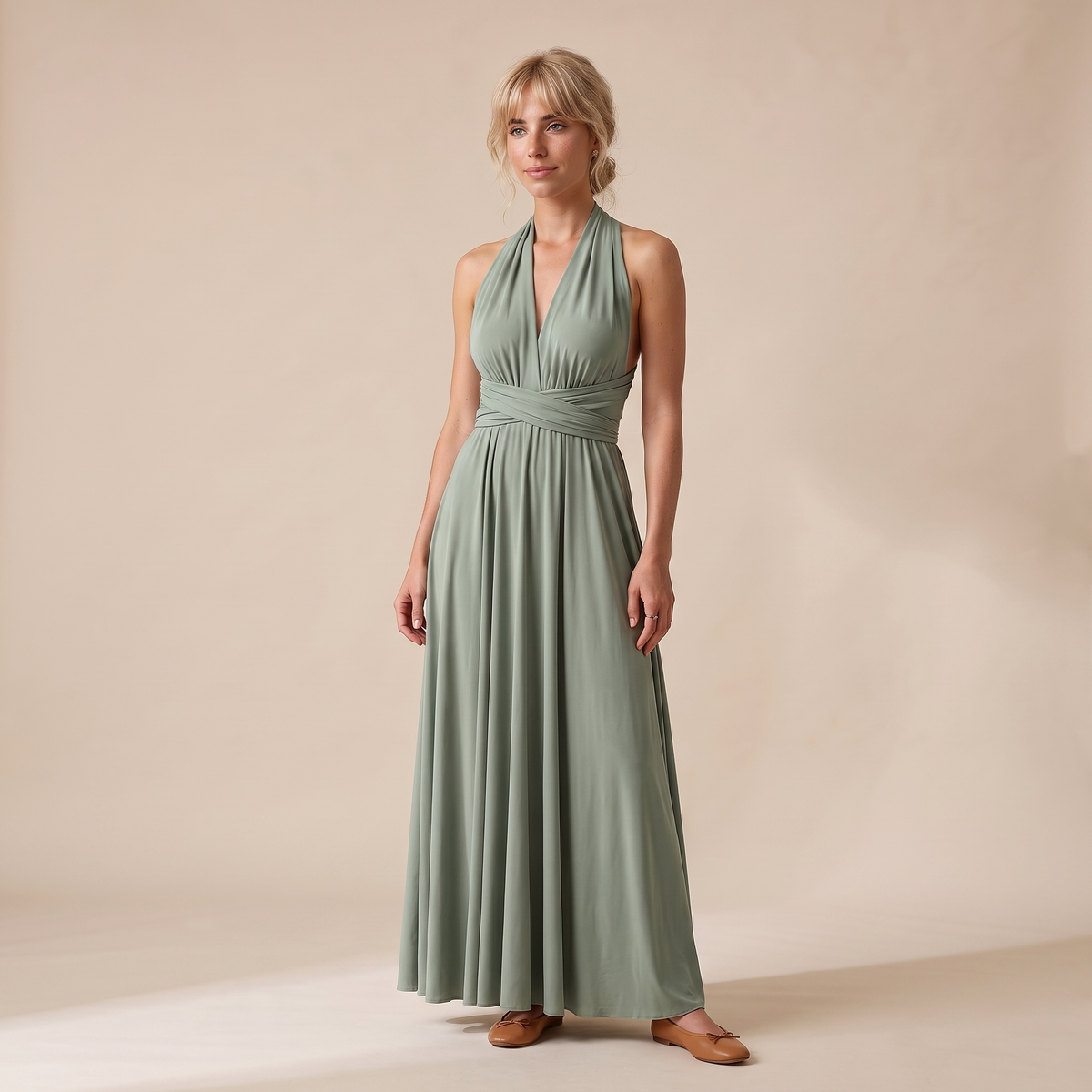 Ottoline | Wrap Waist Halter Backless Maxi Dress