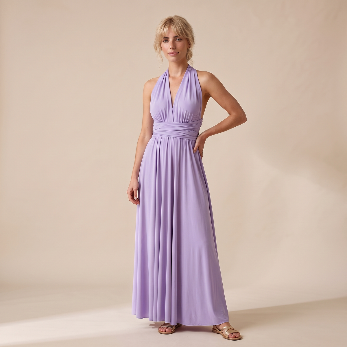 Ottoline | Wrap Waist Halter Backless Maxi Dress