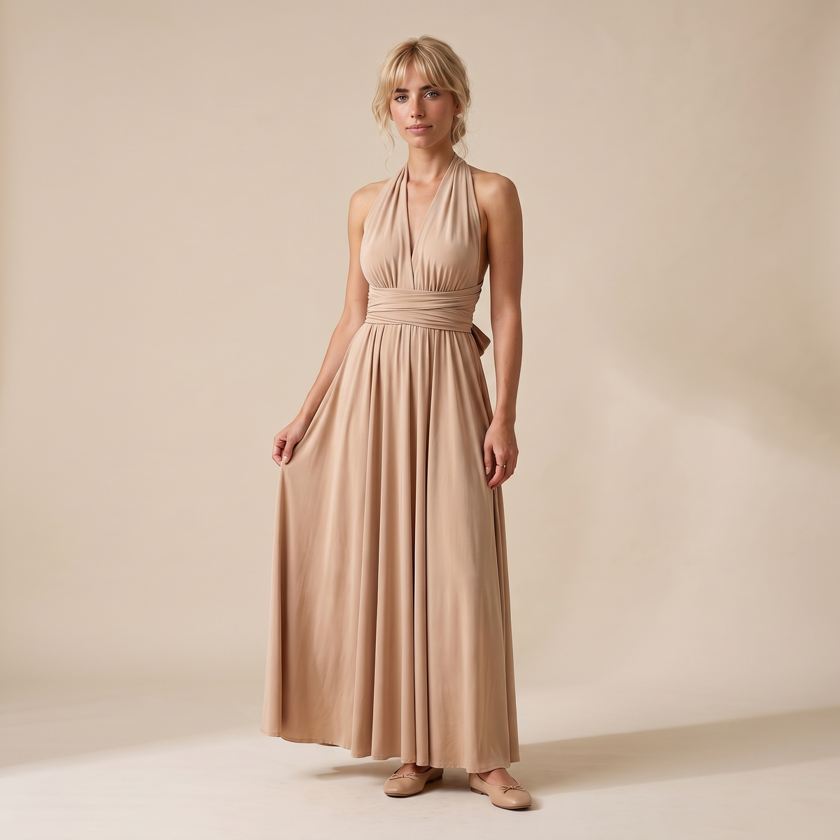 Ottoline | Wrap Waist Halter Backless Maxi Dress