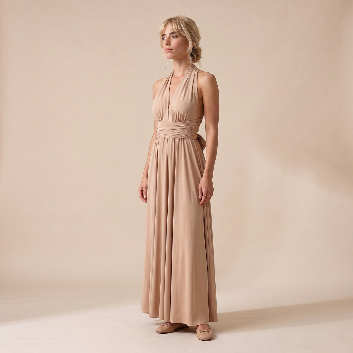 Ottoline | Wrap Waist Halter Backless Maxi Dress