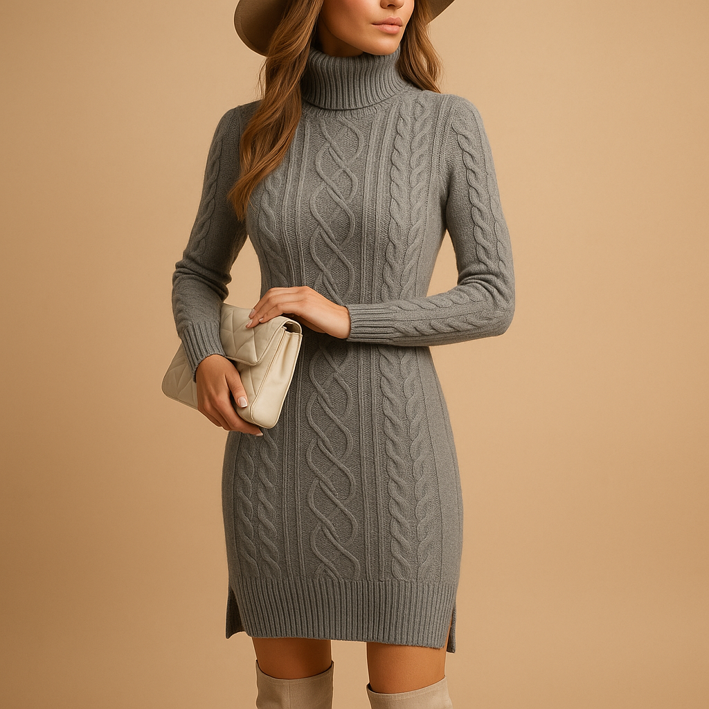 Serina | Turtleneck Knit Sweater Dress