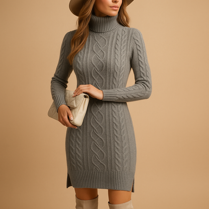 Serina | Turtleneck Knit Sweater Dress