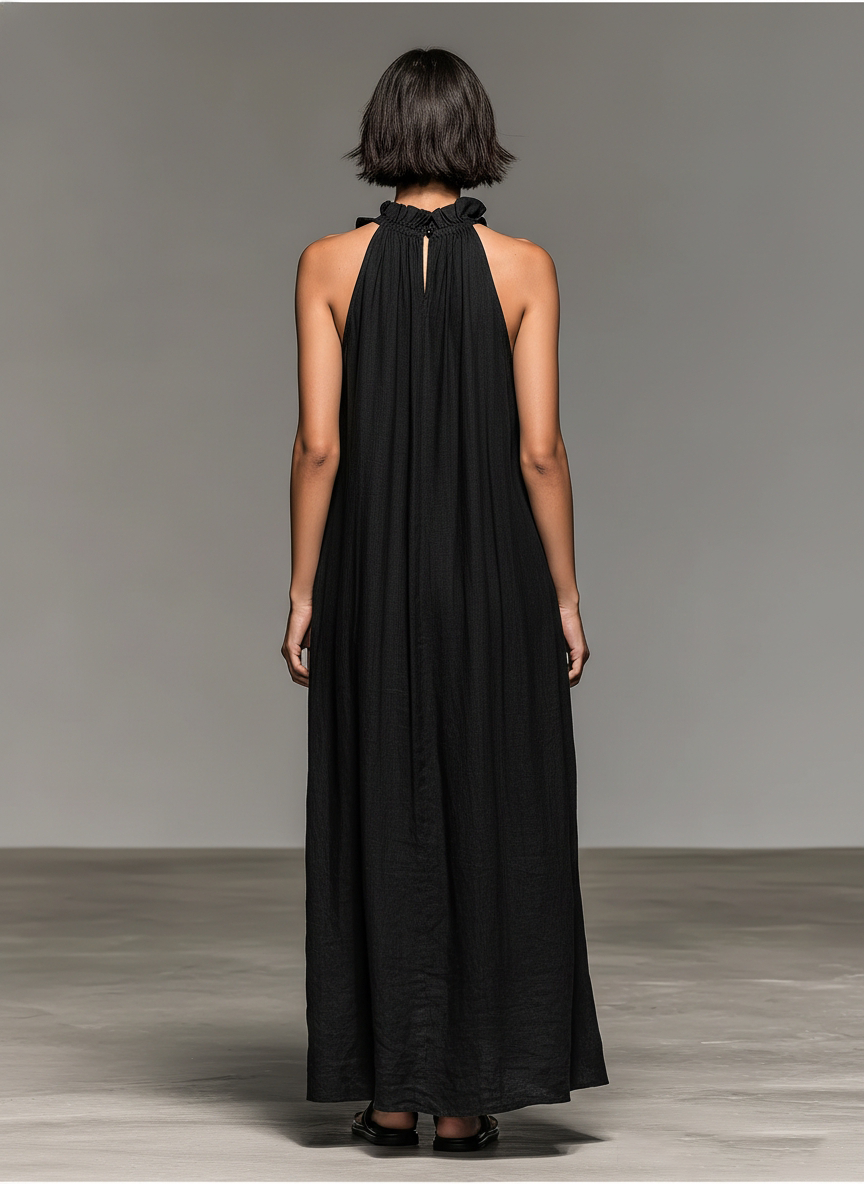 Sidonie | Halter Ruffle Maxi Dress