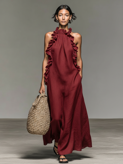 Sidonie | Halter Ruffle Maxi Dress