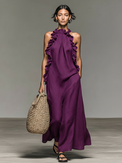 Sidonie | Halter Ruffle Maxi Dress