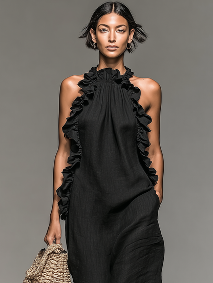 Sidonie | Halter Ruffle Maxi Dress