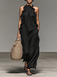 Sidonie | Halter Ruffle Maxi Dress