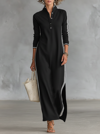 Noor | Trim Collar Sweatshirt Maxi Dress