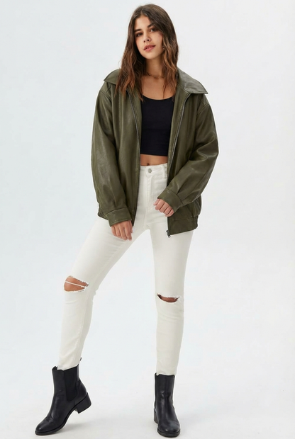 Leonie | Relaxed Fit Faux Leather Jacket