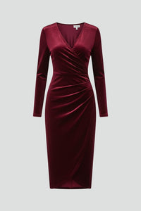 Edmee | Velvet Wrap Bodycon Midi Dress