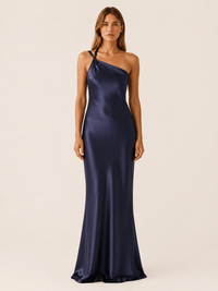 Elise | Women's One Shoulder Satin Maxi Dress