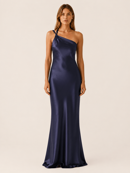 Elise | Women's One Shoulder Satin Maxi Dress