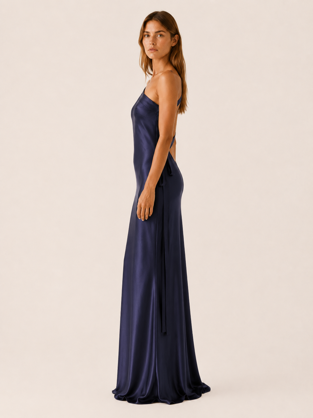 Elise | Women's One Shoulder Satin Maxi Dress