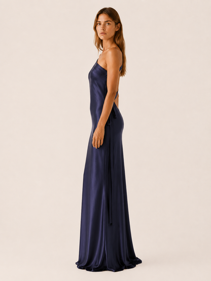 Elise | Women's One Shoulder Satin Maxi Dress