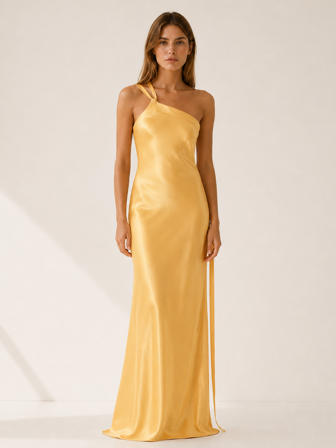 Elise | Women's One Shoulder Satin Maxi Dress