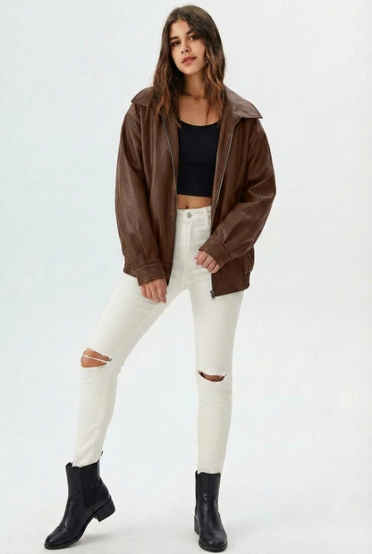 Leonie | Relaxed Fit Faux Leather Jacket