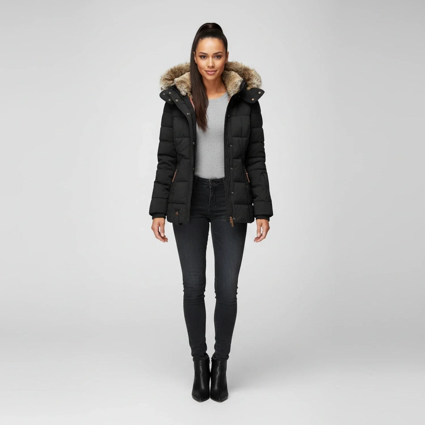 Lea | Faux Fur Hood Quilted Puffer Jacket